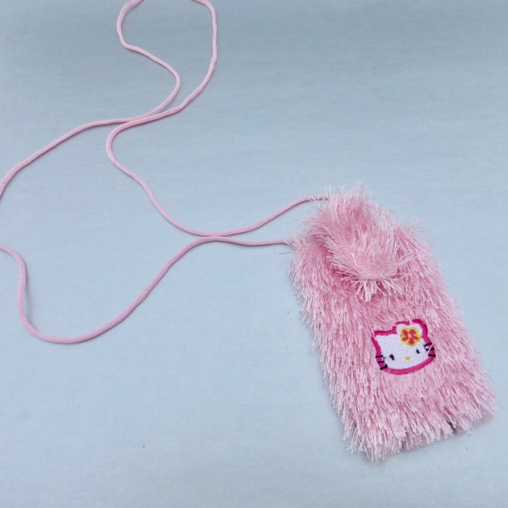 Adorable Hello Kitty Fuzzy Pink Bag Necklace